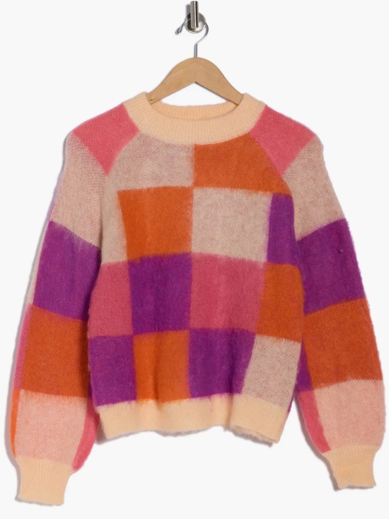 Desigual Sweaters - Desigual Colorblock Crewneck Sweater in Pink, Orange & Purple